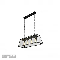 Люстра подвесная Glass Loft146-4 iLamp прозрачная на 4 лампы, основание чёрное в стиле лофт 