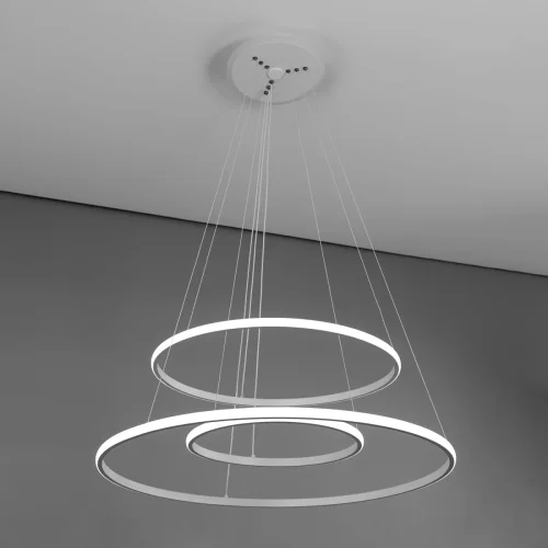 Люстра подвесная LED с пультом Неон Смарт CL731A090E Citilux белая на 1 лампа, основание белое в стиле современный с пультом кольца фото 11