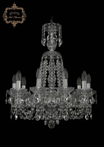 Люстра подвесная хрустальная 11.11.10.195.XL-68.Cr.Sp Bohemia Art Classic прозрачная на 10 ламп, основание хром в стиле классический 