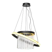 Люстра подвесная LED Screven LSP-7320 Lussole прозрачная на 1 лампу, основание чёрное в стиле современный хай-тек Люстра подвесная LED Screven LSP-7320 Lussole прозрачная на 1 лампу, основание чёрное в стиле современный хай-тек