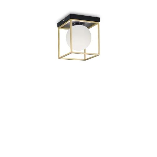 Светильник потолочный LINGOTTO PL1 Ideal Lux белый 1 лампа, основание чёрное в стиле современный шар