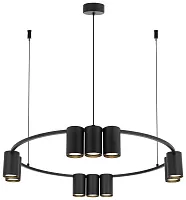 Люстра подвесная 471-023-10 Velante чёрная на 10 ламп, основание чёрное в стиле хай-тек современный 