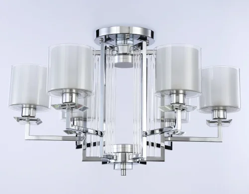 Люстра потолочная LED TR4418 Ambrella light белая на 6 ламп, основание хром в стиле классический современный  фото 6