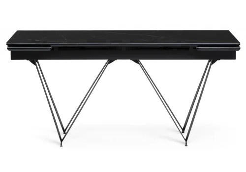 Стеклянный стол Марвин 160(220)х90х76 черный мрамор / черный 553568 Woodville столешница чёрная из стекло фото 3
