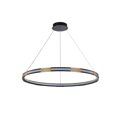 Люстра подвесная LED Rota 4131-1P Favourite чёрная золотая на 1 лампа, основание чёрное в стиле современный кольца фото 2