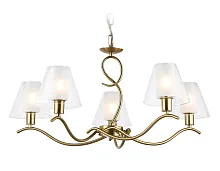 Люстра подвесная LH57091 Ambrella light белая на 5 ламп, основание латунь в стиле классический Люстра подвесная LH57091 Ambrella light белая на 5 ламп, основание латунь в стиле классический