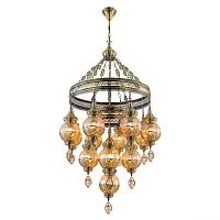 Люстра подвесная Каир CL419193 Citilux янтарная на 13 ламп, основание бронзовое в стиле восточный 