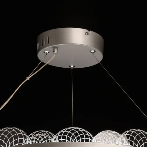 Люстра подвесная LED с пультом Платлинг 661019001 DeMarkt прозрачная на 1 лампа, основание серебряное в стиле хай-тек кольца с пультом фото 3