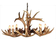 Люстра подвесная Loureiro OML-52003-08 Omnilux без плафона на 8 ламп, основание бежевое в стиле кантри рога Люстра подвесная Loureiro OML-52003-08 Omnilux без плафона на 8 ламп, основание бежевое в стиле кантри рога
