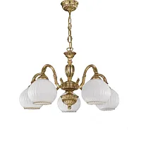 Люстра подвесная  L 9300/5 Reccagni Angelo белая на 5 ламп, основание золотое в стиле классический 