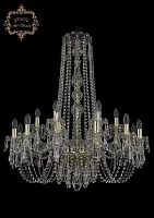 Люстра подвесная хрустальная 11.23.12+6.300.h-95.Gd.Dr Bohemia Art Classic прозрачная на 18 ламп, основание золотое в стиле классический Люстра подвесная хрустальная 11.23.12+6.300.h-95.Gd.Dr Bohemia Art Classic прозрачная на 18 ламп, основание золотое в стиле классический