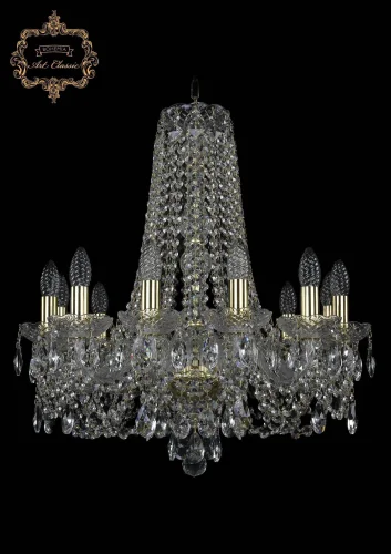 Люстра подвесная хрустальная 11.11.12.195.h-63.Gd.Sp Bohemia Art Classic прозрачная на 12 ламп, основание золотое в стиле классический 