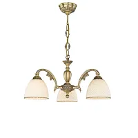 Люстра подвесная  L 7005/3 Reccagni Angelo бежевая на 3 лампы, основание античное бронза в стиле классический 