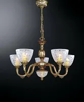 Люстра подвесная  L 6352/5 Reccagni Angelo белая на 5 ламп, основание золотое в стиле классический 