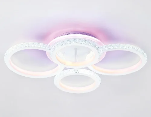Люстра потолочная LED FA9524 Ambrella light белая на 1 лампа, основание белое в стиле современный хай-тек кольца фото 5