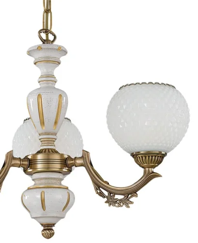 Люстра подвесная  L 8655/3 Reccagni Angelo белая на 3 лампы, основание античное бронза в стиле кантри классический  фото 3