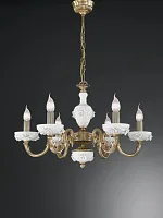 Люстра подвесная  L 9011/6 Reccagni Angelo белая на 6 ламп, основание античное бронза в стиле классический 