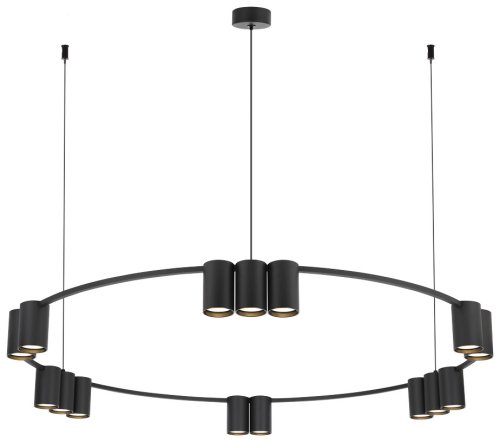 Люстра подвесная 471-023-15 Velante чёрная на 15 ламп, основание чёрное в стиле хай-тек современный 