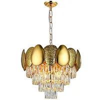 Люстра подвесная CHIC 81437/8C GOLD Natali Kovaltseva прозрачная золотая на 8 ламп, основание золотое в стиле классический 