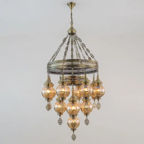 Люстра подвесная Каир CL419193 Citilux янтарная на 13 ламп, основание бронзовое в стиле восточный  фото 5