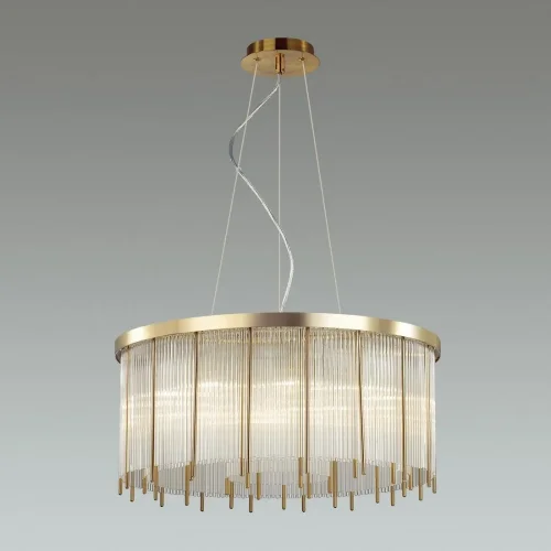 Люстра подвесная York 4788/10 Odeon Light прозрачная на 10 ламп, основание золотое в стиле классический 
