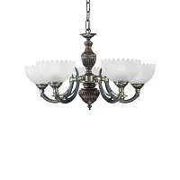 Люстра подвесная  L 3610/5 Reccagni Angelo белая на 5 ламп, основание бронзовое коричневое в стиле кантри классический 