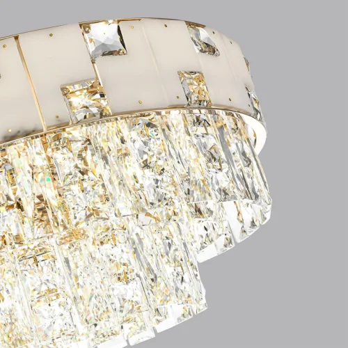 Люстра подвесная Chessi 5076/11 Odeon Light прозрачная белая на 12 ламп, основание золотое в стиле современный  фото 4