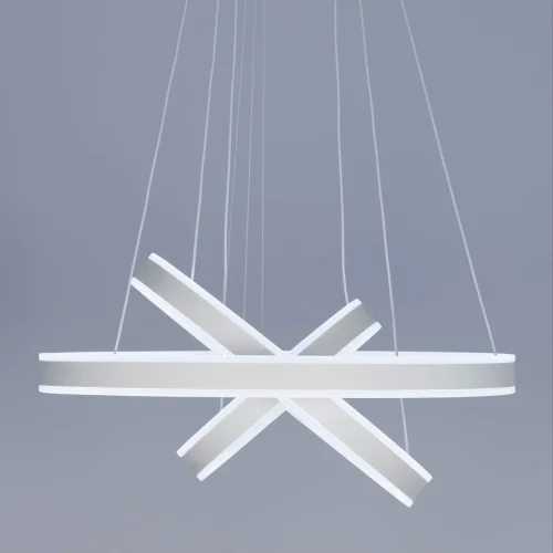 Люстра подвесная LED с пультом Дуэт CL719650 Citilux белая на 1 лампа, основание белое в стиле современный хай-тек кольца с пультом фото 6