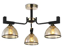 Люстра потолочная TR9098 Ambrella light янтарная на 3 лампы, основание чёрное золотое в стиле классический современный 