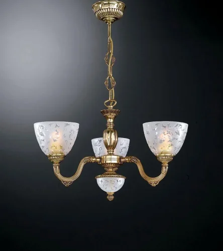Люстра подвесная  L 6352/3 Reccagni Angelo белая на 3 лампы, основание золотое в стиле классический 