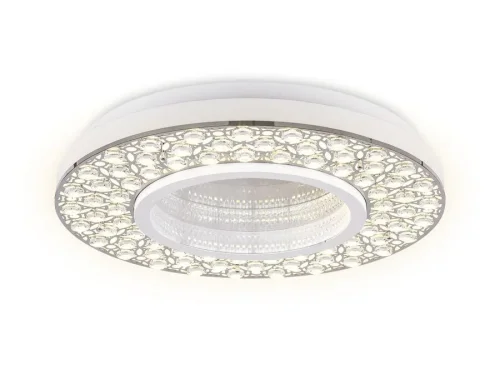 Люстра потолочная LED с пультом Acrylica Ice FA9448 Ambrella light белая хром на 1 лампа, основание хром белое в стиле современный хай-тек с пультом фото 2