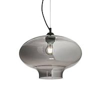 Светильник подвесной BISTRO' SP1 ROUND FUME' Ideal Lux серый прозрачный 1 лампа, основание чёрное в стиле современный лофт выдувное