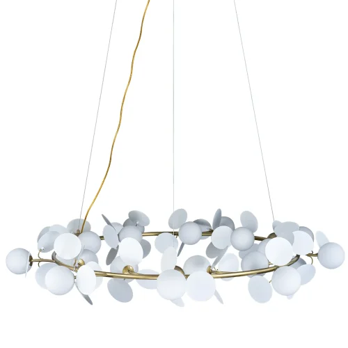 Люстра подвесная Matisse 10008/1300 white LOFT IT белая на 18 ламп, основание золотое в стиле современный шар