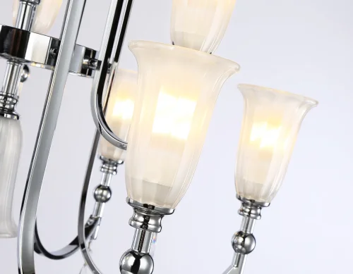 Люстра подвесная TR3249 Ambrella light белая на 9 ламп, основание хром в стиле классический  фото 8