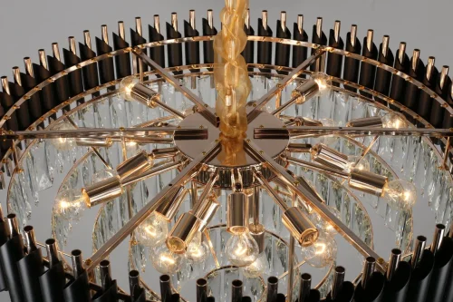 Люстра подвесная хрустальная Certaldo OML-81803-24 Omnilux прозрачная на 24 лампы, основание чёрное золотое в стиле классический  фото 3