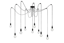 Светильник подвесной лофт FIX MULTI 08408/10/30 Lucide без плафона 10 ламп, основание чёрное в стиле лофт паук