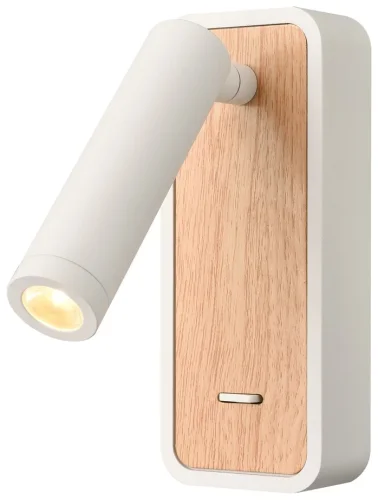 Бра с выключателем LED 406-001-01 Velante белый на 1 лампа, основание бежевое коричневое в стиле кантри современный для чтения