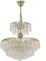 Люстра подвесная хрустальная Salentino E 1.5.40.102 G Arti Lampadari прозрачная на 5 ламп, основание золотое в стиле классический арт-деко каскад