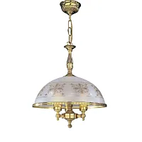 Люстра подвесная  L 6102/38 Reccagni Angelo белая прозрачная на 3 лампы, основание золотое в стиле классический 