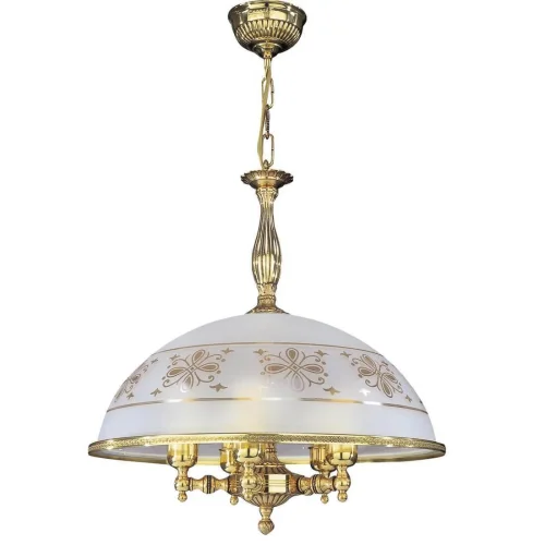 Люстра подвесная  L 6102/48 Reccagni Angelo белая прозрачная на 5 ламп, основание золотое в стиле классический 