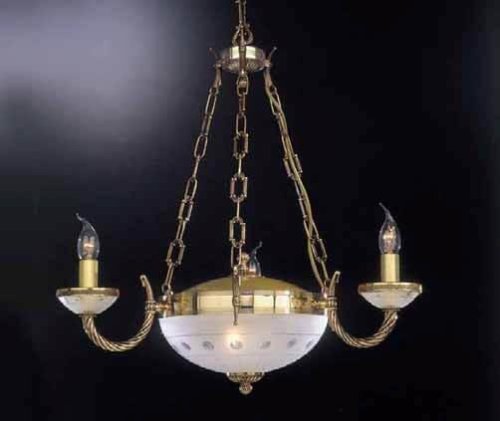 Люстра подвесная  L 4750/3+2 Reccagni Angelo белая на 5 ламп, основание золотое в стиле классический 