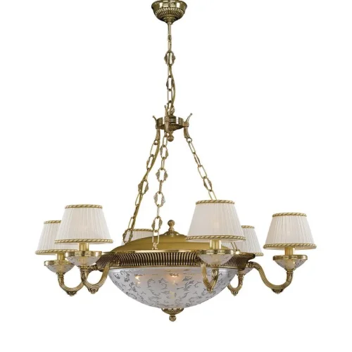 Люстра подвесная  L 6502/6+4 Reccagni Angelo белая на 10 ламп, основание золотое в стиле классический 