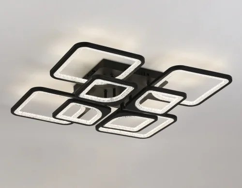 Люстра потолочная LED с пультом FA4424 Ambrella light чёрная на 1 лампа, основание чёрное в стиле современный хай-тек с пультом квадраты фото 5