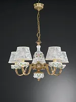 Люстра подвесная  L 9100/5 Reccagni Angelo белая на 5 ламп, основание золотое в стиле классический 