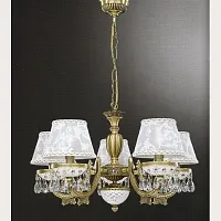Люстра подвесная  L 7030/5 Reccagni Angelo белая на 5 ламп, основание античное бронза в стиле классический 
