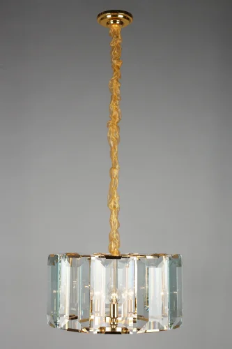Люстра подвесная хрустальная Noventa OML-81503-06 Omnilux прозрачная на 6 ламп, основание золотое в стиле классический  фото 2