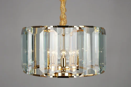 Люстра подвесная хрустальная Noventa OML-81503-06 Omnilux прозрачная на 6 ламп, основание золотое в стиле классический  фото 3