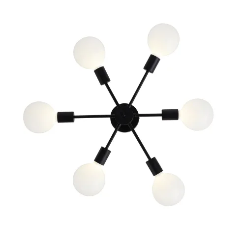 Люстра потолочная лофт Ano SL419.402.06 Evoluce без плафона на 6 ламп, основание чёрное в стиле лофт  фото 4