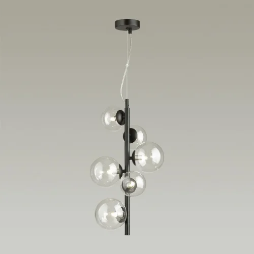 Светильник подвесной Tovi 4818/6 Odeon Light прозрачный 6 ламп, основание чёрное в стиле современный шар