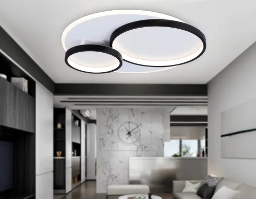 Светильник потолочный LED с пультом FA7719 Ambrella light белый чёрный 1 лампа, основание белое в стиле современный хай-тек с пультом фото 2